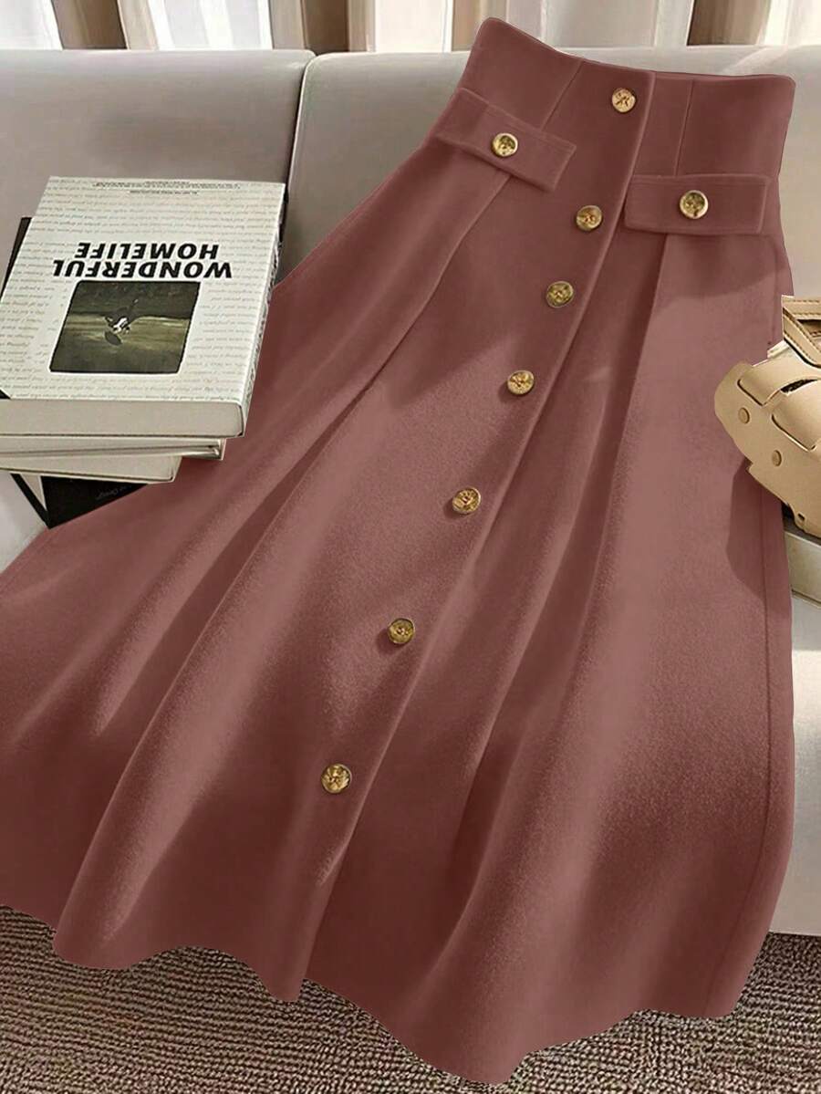 GlowEve Lightweight Luxurious White A-Line Skirt For Women - Rusty Rose - View 1