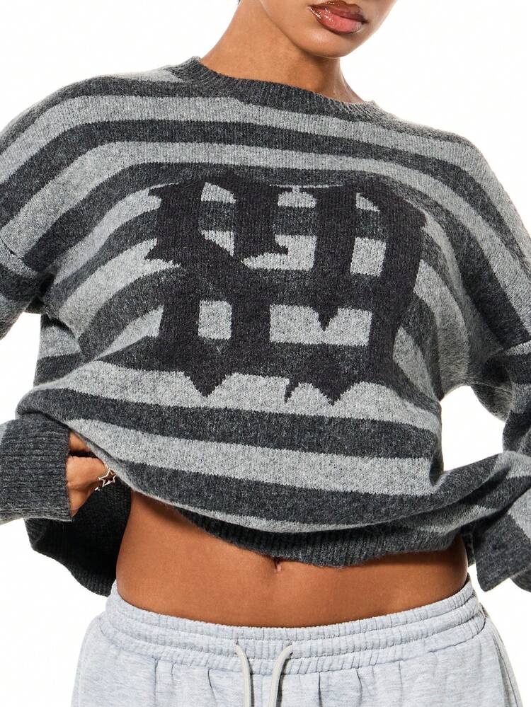 SUMWON WOMEN Maglione oversize a righe con scollo rotondo