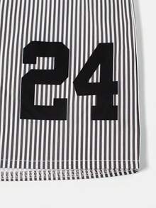 INAWLY Women's Letter & Striped Elastic Waist Casual Shorts - Multicolor - View 5