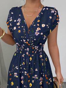 EMERY ROSE 女式花卉V领无袖束腰长裙 - 彩色 - 查看 6