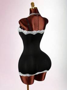 Amplova Váy ôm sát bodycon cổ thấp thiết kế ren đen trắng theo phong cách Boho lãng mạn dành cho nữ - Nhiều màu - Xem 7