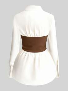 Franclia Women's 2 In 1 Elegant Patchwork Casual Long Sleeve Blouse Work Business Casual - Multicolor - View 2