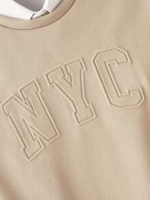 Manfinity BRENVOR Men's Letter Graphic Crew Neck Long Sleeve Casual Knit Sweatshirt, Couple Things - Camel - View 4