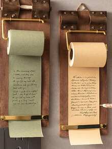 Cirelle 1pc Retro Memo Clipboard: Hanging Roll Paper Memo, Adhesive-Free Wooden Memo Pad & Blank Reminder Notebook Ramadan - multicolor - View 3