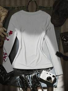 Glimmora 樱花印花长袖T恤 女式上衣 - 彩色 - 查看 2