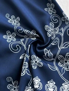 Soleia 蓝白花卉复古印花露背系带吊带浪漫休闲度假连衣裙，适合派对、约会、情人节、复活节、狂欢节、下午茶、海滩、邮轮、城市度假等场合，波西米亚风，浪漫花卉图案 - 彩色 - 查看 7