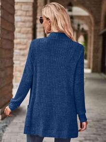 SHEIN LUNE Women's Casual Solid Color Regular Jacket, Autumn - Blue - View 2