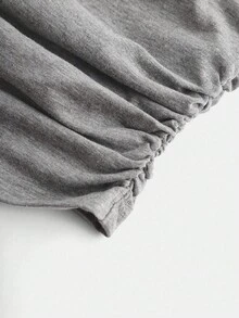 SHEIN Girlism Teenager Mädchen Herbst Lässig Sport Strick einfarbiger Stil Mädchen Buchstaben Blau Dreidimensionale Stickerei Text Slim Fit Kontrast Splicing Gestricktes Raglanärmel Tailliert Gerafftes Crop T-Shirt