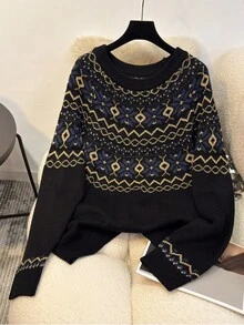 GlowEve CURVE 大码新款秋冬女式粗针织复古宽松休闲毛衣 - 彩色 - 查看 4