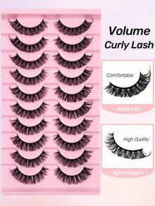 10 Pares de Cílios Encaracolados em D, Olhar Natural, Volume Volumoso, Esfumado, Reutilizável, Macio, Leve, Cílios Postiços Fáceis de Aplicar para Maquiagem de Cílios Dramática, Tiras de Cílios, Cílios, Cílios Postiços - Vários - Visão 19