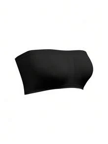 Snug Zone 5pcs Plus Size Women's Solid Color Pleated Bandeau Bra & Wireless Bra Set