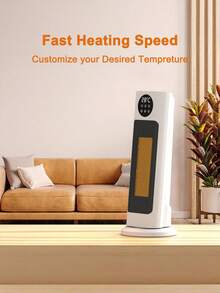 Teckwe New Type Of Household Vertical Heater Fan, Featuring An Anti-Tip Oscillating Hot Air Blower, Silent Electric Heater, Honeycomb Aluminum Heat Conduction, Independent Digital Display, Suitable For Home Use,European Plug - Multicolor - View 1