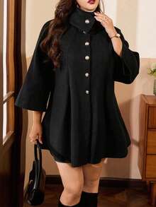 Auvina Veste décontractée pour femmes grandes tailles, col montant, patchwork, manches longues, fermeture boutonnée, style casual