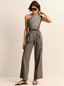 Women Jeans - 灰色 - 查看 5