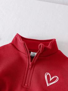 SHEIN 2 Stücke Baby Mädchen süßer vielseitiger Lässig Gürtel Griff Material warmer personalisierter Mode bestickter Buchstabe Pullover Reißverschluss Sweatshirt Hose Zweiteiler Set bequem Lässig vielseitig Mode geeignet für Innen, Außen, Alltag, Sport, Spiel, Party Urlaub, Festival geeignet für Herbst und Winter Saison