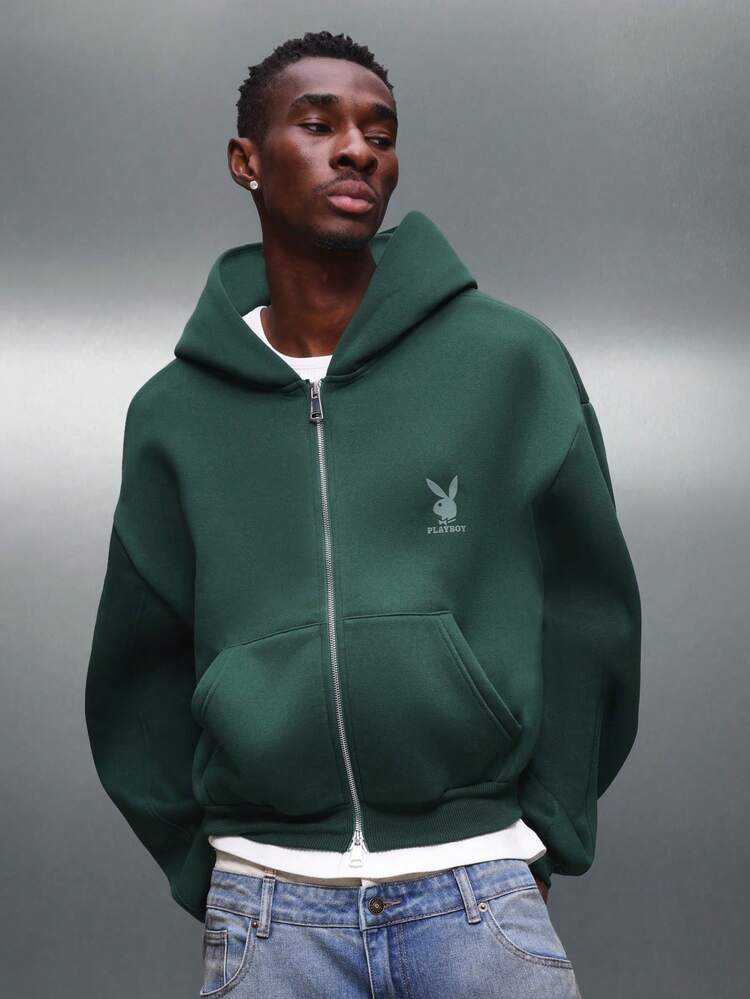 PLAYBOY X SUMWON ドローストリングデザインのフルジップパーカー