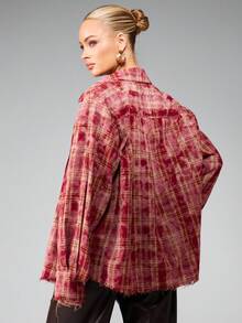 MISSGUIDED Distressed Vintage Plaid Button Down Blouse With Shoulder ...
