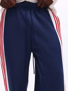 SUMWON 阔腿套穿裤，饰有竖条纹红色条纹和侧边按扣细节，打造休闲街头风。 - 彩色 - 查看 6