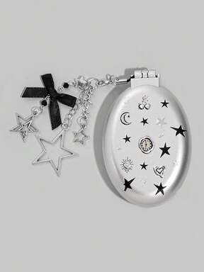 Kawaii 1pc Cute Bow Foldable Comb & Mirror Set, Back To School Airbag Comb, DIY Portable Comb Mirror