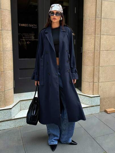 Aloruh 简约收腰休闲卡其色短款风衣，女士秋季款