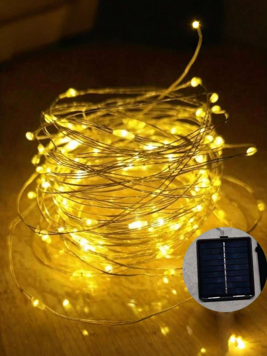 1pc Solar Fairy Lights Outdoor, Copper Wire LED Light String, Holiday Party Garden Decoration Light - Multicolor - View 1
