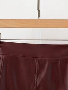 GlowEve CURVE 大码女式复古高腰PU皮裙 - 酒紅色 - 查看 6