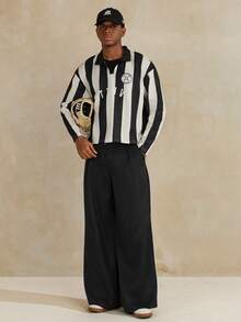 STYNVO 男士休闲拼色条纹长袖 Polo 衫，秋季 - 杏色 - 查看 4