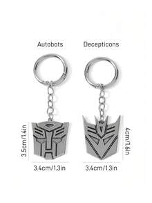 Transformers X SHEIN 時尚復古鋅合金英雄卡通鑰匙圈包包吊飾，適合掛包、掛鑰匙，禮物、收藏紀念，送禮好物 - 復古銀色 - 查看 5