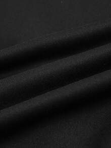 Resyla Sudadera casual con cordón, mangas raglán y bordado de letras para mujer - Blanco y Negro - Ver 4