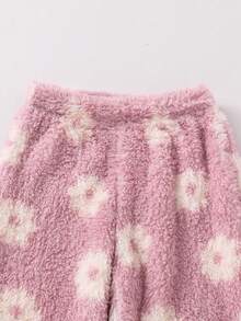 Cozy Pixies 两件套：女童柔软针织圆领长袖套头卫衣和松紧腰长裤 - 淡紫色 - 查看 4