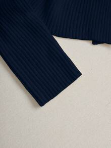 Franclia New Elegant V-Neck Design Solid Color Pullover Sweater For Women, Versatile For Autumn - Navy Blue - View 5