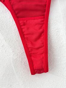 PetitDoll 4件套红色性感薄纱内衣套装