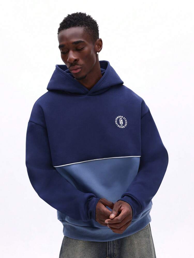 Felpa con cappuccio con design a blocchi di colore sfumati