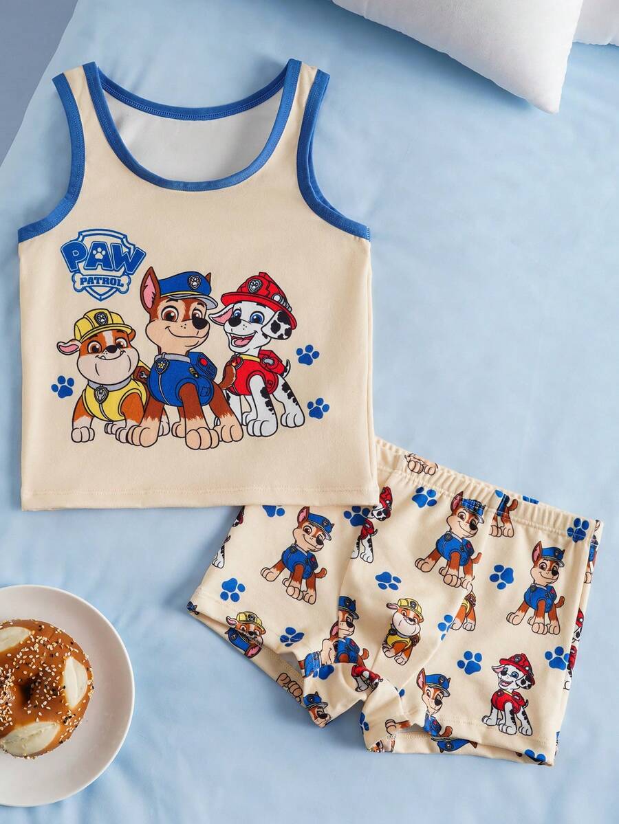 SHEIN | PAW Patrol Young Boy Comfortable Cute Dog Print Tank Top And Trunk Set