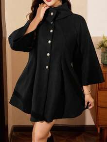 Auvina Veste décontractée pour femmes grandes tailles, col montant, patchwork, manches longues, fermeture boutonnée, style casual