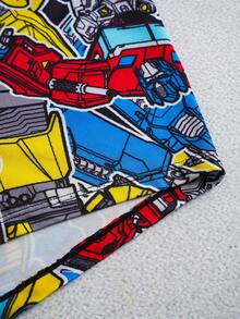 Transformers X SHEIN Men's Comfortable Soft Breathable Robot Printed Boxer Briefs - Black - View 6