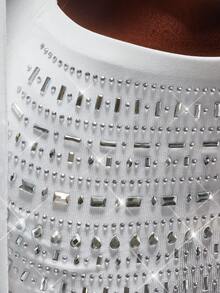 Amplova 两件套女士缎面露背收腰连衣裙，配蝴蝶结披肩领和水钻后背装饰，闪亮亮片迷你裙，适合派对、秋冬季穿着。 - 白色 - 查看 8