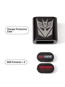 Transformers X SHEIN Bộ 3 phụ kiện bảo vệ cáp dữ liệu, tương thích với bộ sạc , họa tiết hoa anh đào, dùng để bảo vệ cáp điện thoại (không bao gồm cáp dữ liệu), quà tặng ý tưởng - màu đen - Xem 4