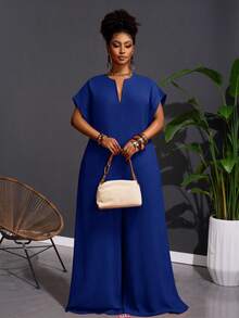 Veslaya 2025 Nouvelle combinaison courte vintage à col en V de couleur chocolat pour femmes grandes tailles, été