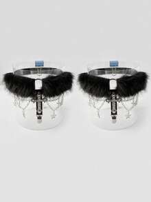 ROMWE Goth 两件套女士吊袜带，黑色链条，五角星镂空十字架装饰，哥特风格腿部吊袜带，可搭配连衣裙、半身裙，日常百搭，万圣节适用 - 黑色長毛十字架襪夾 - 查看 6