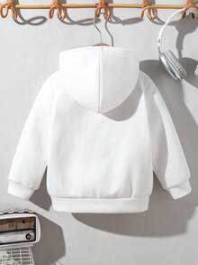 SHEIN 儿童休闲夹克 Wtt 官方网站，男童冬季外套，连帽拉链卫衣，学校，基本款上衣，冬季上衣，适合春季、夏季、秋季、冬季学校、花园、海滩、生日 - 白色 - 查看 2