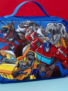 Transformers X SHEIN 1 Cartoon Character Printed Thermal Insulation Lunch Bag, Two Portable Ways To Keep Food Warm Or Cold, Picnic Bag, Large Capacity, Can Hold Lunch Boxes And Drinks Or Fruit, Suitable For Picnics, Camping, Travel, Family Use, Suitable For Families, Students,Gift Ideas - 藍色 - 查看 3