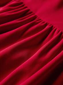 Viva Relle Plus Size Women's Red Christmas Party Long Dress - Burgundy - View 5