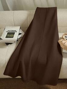 GlowEve Lightweight Luxurious White A-Line Skirt For Women - Coffee Brown - View 2