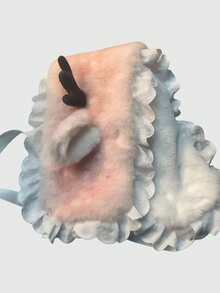 ROMWE Fairycore 1件灰色Y2K鹿纹蕾丝拼接时尚简约女式围脖，适合上学、购物、通勤、圣诞节等场合。 - 粉色 - 查看 1