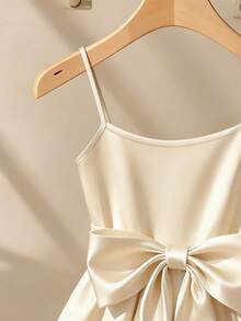 SHEIN Franclia Áo hai dây nơ thanh lịch thời trang dành cho nữ - Màu be - Xem 4