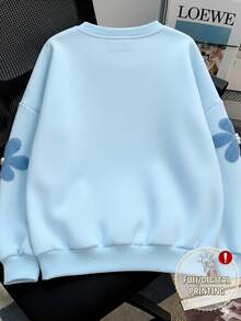 Resyla Women's Faux Pearl Floral Digital Print Crew Neck Sweatshirt - Multicolor - View 2