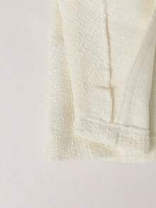 Gloray 女士泡泡袖单排扣外套和中长裙优雅两件套 - 米色 - 查看 8