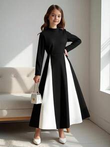 SHEIN 春秋新款韩版时尚个性休闲日常百搭少女连衣裙 - 黑色 - 查看 3