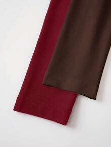 SHEIN BASICS 2pcs/Set Casual Solid Color Knit Crew Neck Long Sleeve Bodysuit For Women Summer Outfit For Women - Burgundy - View 7